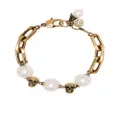 Alexander McQueen pearl-embellished skull bracelet - Gold