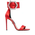 Philipp Plein embellished-buckle satin sandals - Red