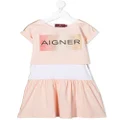 Aigner Kids logo print short-sleeve dress - Pink