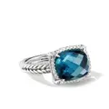 David Yurman 14mm sterling silver Chatelaine pavé diamond and blue topaz ring