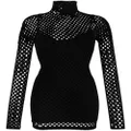 Philipp Plein long-sleeved mesh short dress - Black