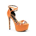 Philipp Plein embellished satin platform sandals - Orange