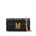 Moschino M quilted logo shoulder bag - Black