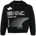 Dsquared2 zipped side slogan print hoodie - Black