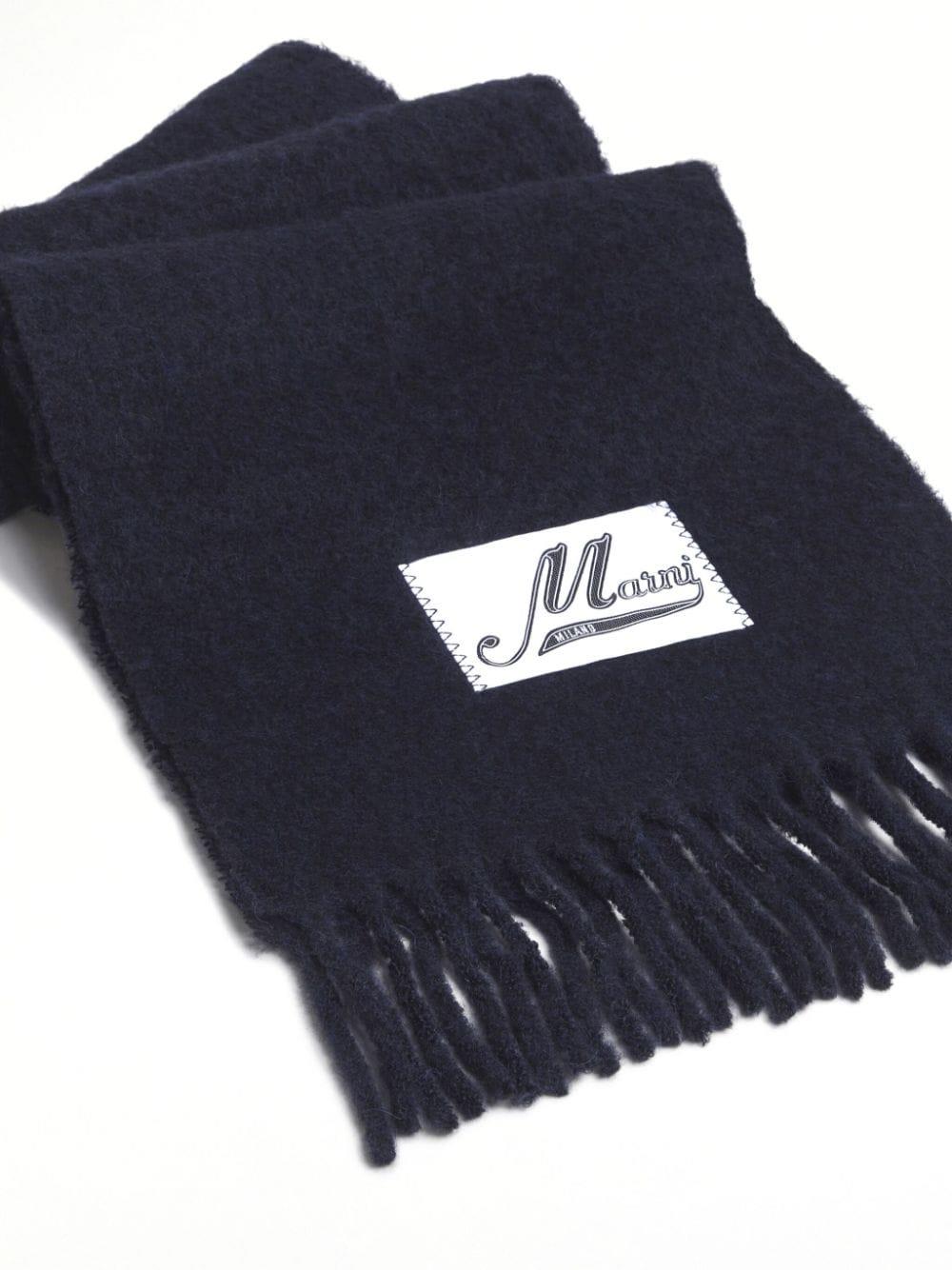 Marni logo-appliqué alpaca scarf - Blue