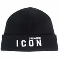 Dsquared2 Icon logo-embroidered knitted beanie - Black