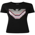 Emporio Armani sequin logo cotton T-shirt - Black