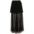 Proenza Schouler crochet-trim chiffon panel skirt - Black