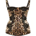 Dolce & Gabbana leopard-print silk balconette bodysuit - Brown