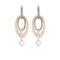 John Hardy 18kt yellow gold and silver Classic Chain interlink hammered pearl drop earrings