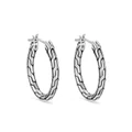 John Hardy Carved Chain small oval hoop earrings - Silver