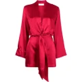 Michelle Mason tie-front silk satin minidress - Red