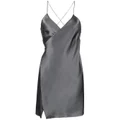 Michelle Mason wrap-front silk mini dress - Grey
