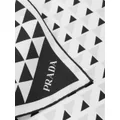 Prada triangle-logo twill scarf - White