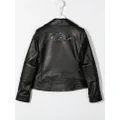 Philipp Plein Junior logo zipped biker jacket - Black