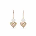 Mizuki 14kt yellow gold freshwater pearl and diamond heart earrings