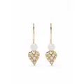 Mizuki 14kt yellow gold freshwater pearl and diamond heart earrings