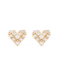 Mizuki 14kt yellow gold small diamond heart stud earrings