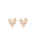 Mizuki 14kt yellow gold small diamond heart stud earrings