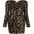 Philipp Plein leopard-print studded dress - Black