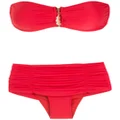 Brigitte leaf-detail bikini set - Red