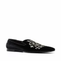 Philipp Plein Money-embroidered velvet loafers - Black