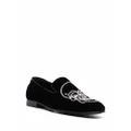 Philipp Plein skull-embroidered velvet loafers - Black