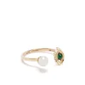 Delfina Delettrez 9kt yellow gold Micro-Eye Piercing emerald and pearl ring