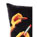 Seletti Lipstick feather cushion - Black