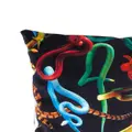 Seletti snakes print square-shape cushion - Black