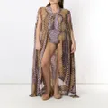 Amir Slama printed cape beach dress - Purple