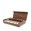 Pinetti leather-trim wood storage tray - White