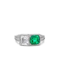 Pragnell Vintage 1911-1940 platinum Art Deco diamond emerald ring - Silver