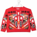 Marcelo Burlon County Of Milan Kids falcon-motif cotton sweatshirt - Red