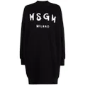 MSGM brushstroke-logo sweatshirt dress - Black