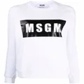 MSGM logo-print crew neck sweatshirt - White