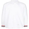 Thom Browne grosgrain-trim long-sleeve shirt - White