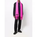 Balenciaga logo patch fringed scarf - Pink