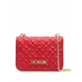Love Moschino quilted logo-plaque shoulder bag - Red