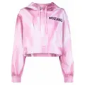 Moschino brushstroke-print cropped hoodie - Pink