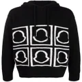 Moncler logo-intarsia knitted hoodie - Black