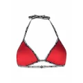 Karl Lagerfeld logo-tape triangle bra - Red