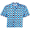 Marni check-pattern bowling shirt - Blue