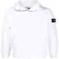 Stone Island contrast-piping badge hoodie - White