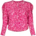 ISABEL MARANT floral-print curved-hem silk blouse - Pink
