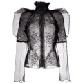 TOM FORD floral-lace high-neck blouse - Black