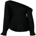 Simkhai Alice one-shoulder stain blouse - Black