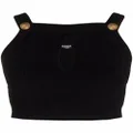 Balmain cropped knitted two-button top - Black