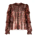 Ulla Johnson geometric-print sheer blouse - Brown