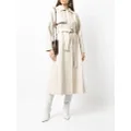 Goen.J faux-leather belted trench coat - Neutrals